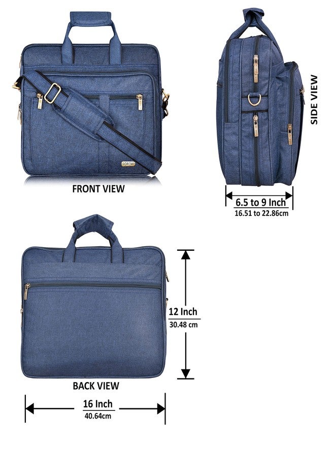Lorem Blue Color Linen 28L Laptop Messenger Bag For Men BG64 - Image 3